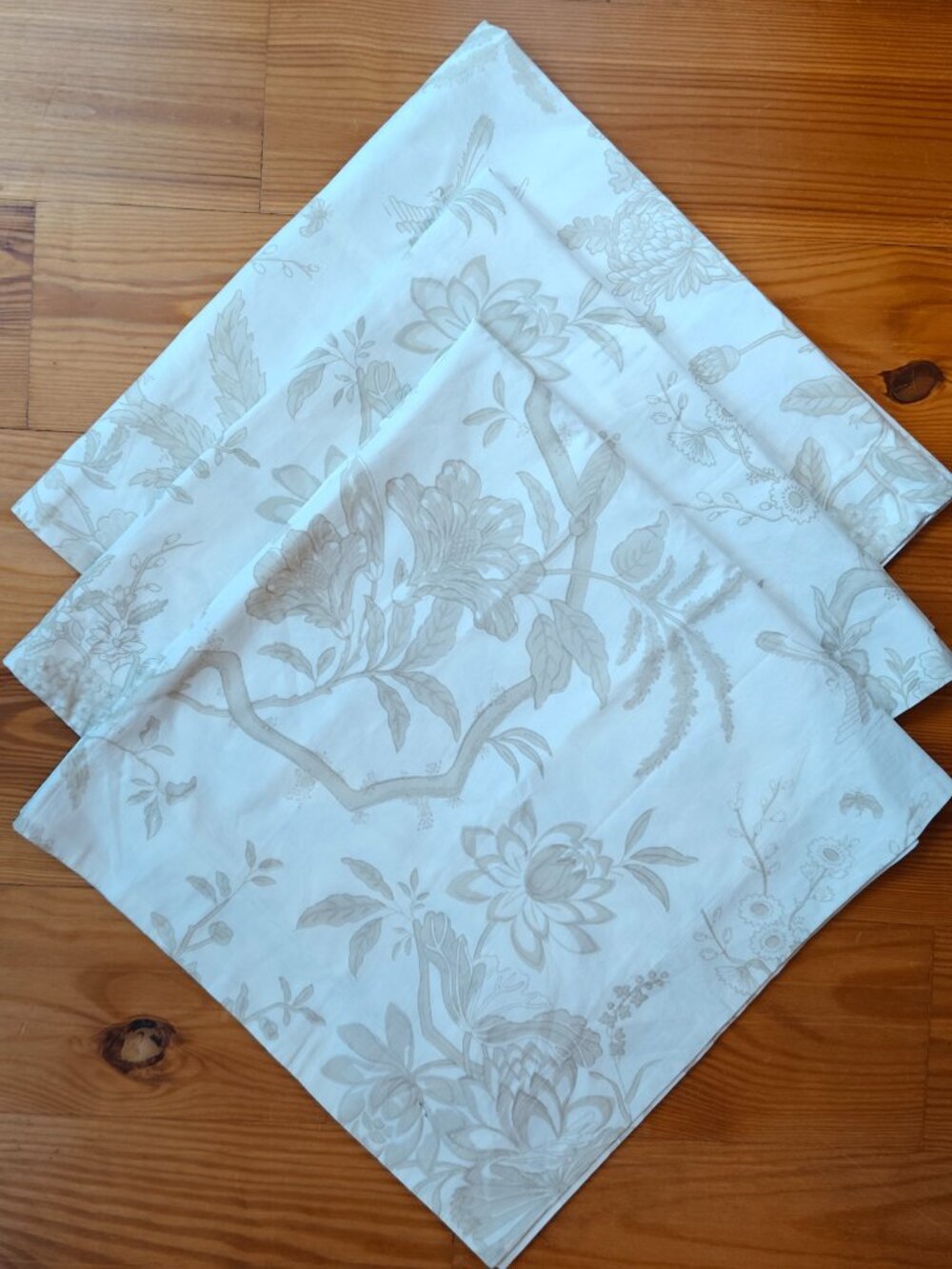 Ballard Jardin Toile Shams Euro Set of 3 Cotton 26x26 Cream Beige Floral Neutral